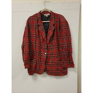Westbound Womens Blazer Size 16 Red Plaid Single Button Career Jacket USA Made